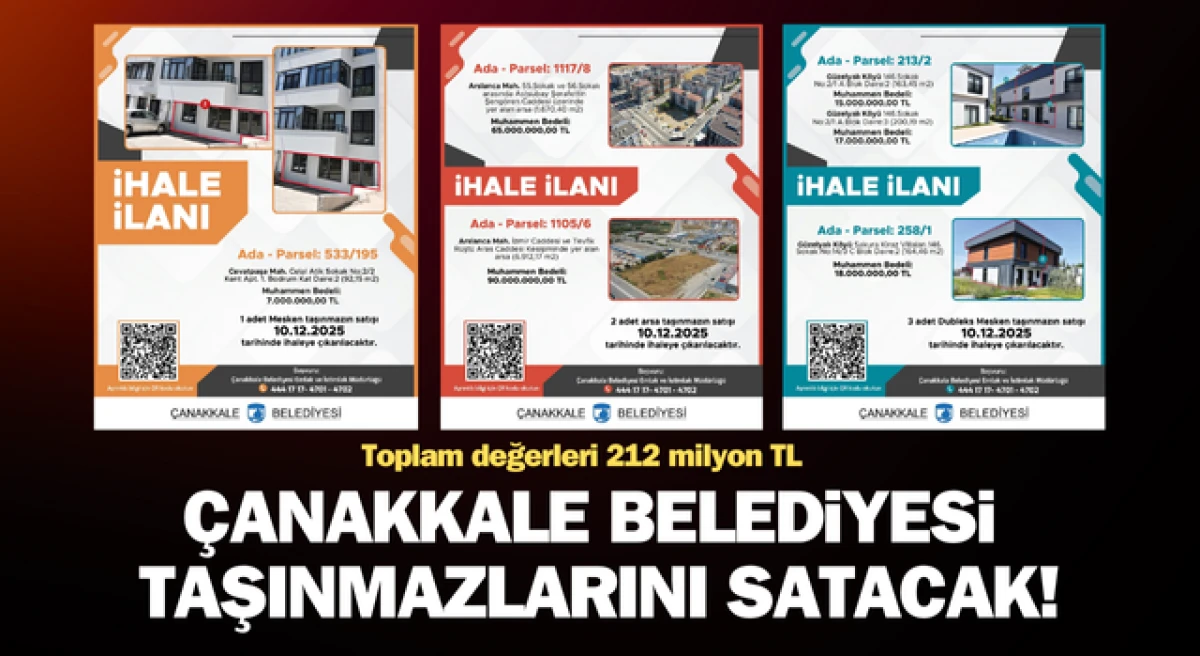 Çanakkale Belediyesi taşınmazlarını satacak!