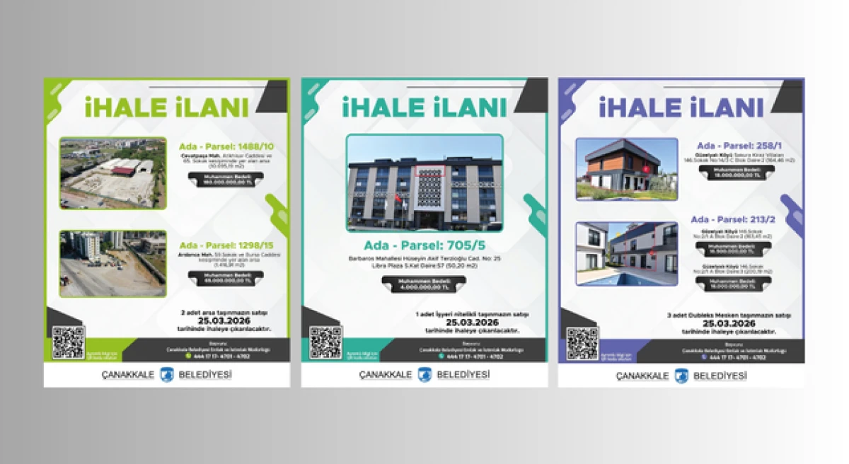 &Ccedil;anakkale Belediyesi taşınmazlarını satacak: Toplam değerleri 301 milyon TL