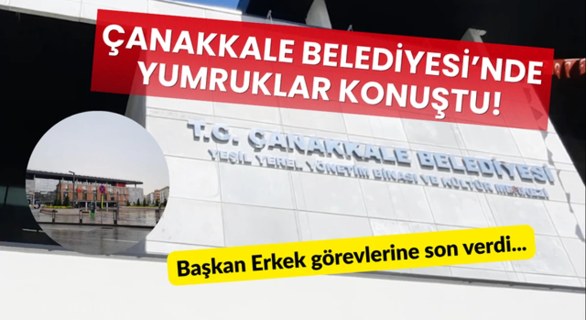 &Ccedil;anakkale Belediyesi&rsquo;nde başkan yardımcısı ile iki y&ouml;netici yumruk yumruğa kavga etti!