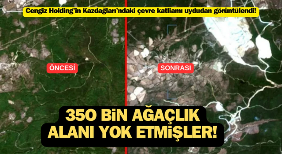 Cengiz Holding’in Kazdağları’ndaki çevre katliamı uydudan görüntülendi!