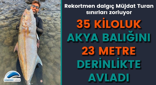 Rekortmen dalgıç Müjdat Turan sınırları zorluyor: 35 kilogramlık akya balığını, 23 metre derinlikte avladı!