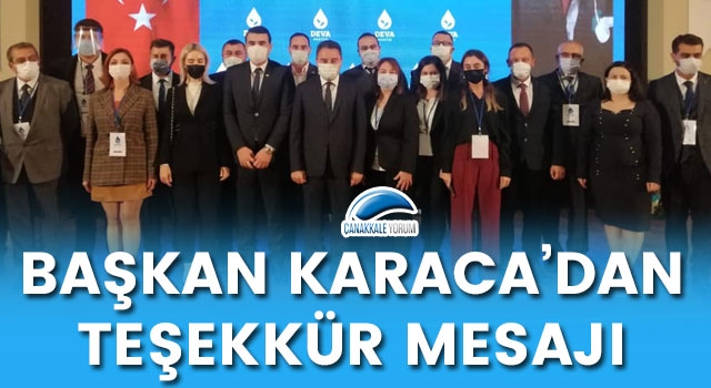 Başkan Karaca'dan teşekkür mesajı