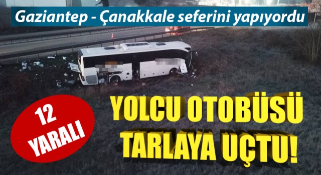 Gaziantep - Çanakkale seferini yapan yolcu otobüsü tarlaya uçtu: 12 yaralı