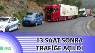 Çanakkale - İzmir kara yolu 13 saat sonra kontrollü olarak trafiğe açıldı