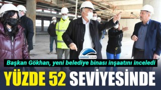 Başkan Gökhan yeni belediye binası inşaatını inceledi