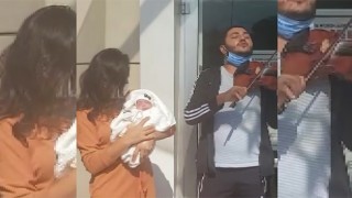 Çanakkaleli Göksel bebekten iyi haber: Müzisyen babası kemanla taburcu etti